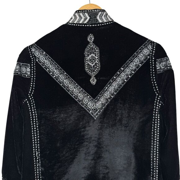 Raga Womens Embroidered Beaded Velvet Jacket Black S Elegant Western Dressy Boho - Picture 7 of 15